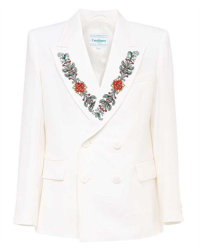 Casablancabrand Zweireihige Jacke aus Wolle - Weiß
