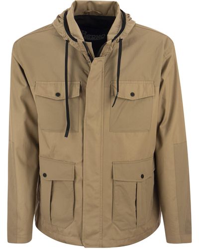 Herno Field Jacket In Cotton Gabardine - Groen