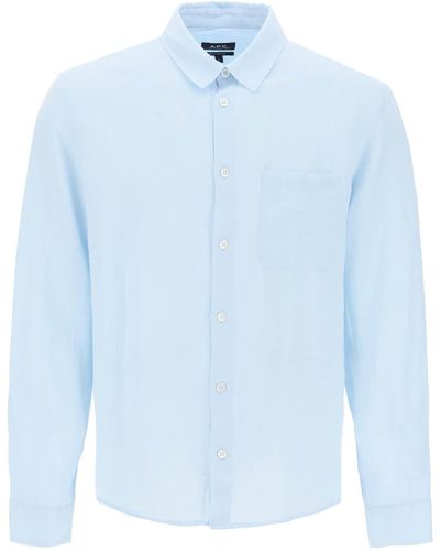 A.P.C. Camisa de lino de cassel para - Azul