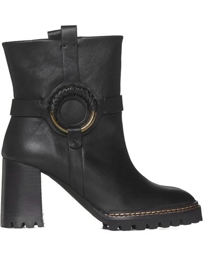 See By Chloé Ver By Chloe Hana Leather Boots - Negro