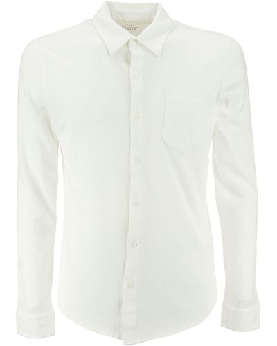 Majestic Camisa de manga larga de algodón de lujo majestuoso - Blanco