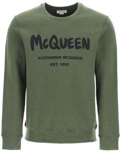 Alexander McQueen Graffiti Logo Sweatshirt - Green