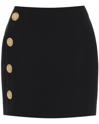 Balmain Minifalda Grain De Poudre Con Botones - Negro