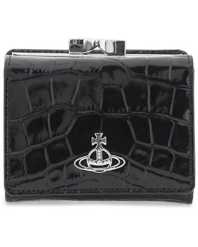 Vivienne Westwood Croc geprägte Leder -Brieftasche - Schwarz