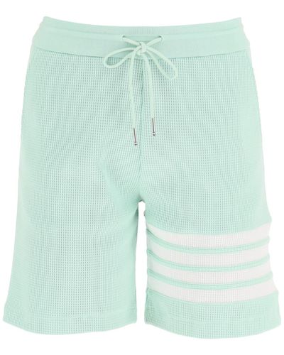 Thom Browne 4 Bar Shorts In Waffle Jersey - Groen