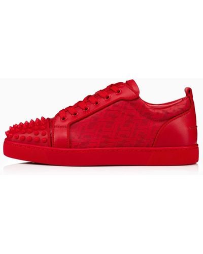 Christian Louboutin Red Louis Junior Spikes Turnschuhe - Rood