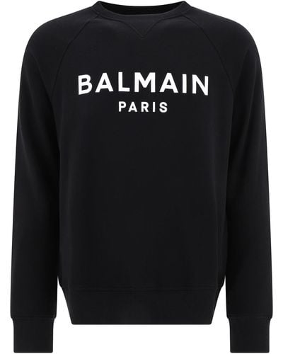 Balmain Sweatshirt aus Baumwoll-Jersey mit Logoprint - Schwarz