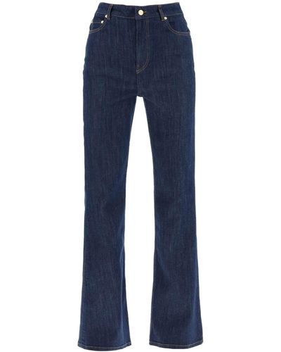 Ganni Jeans évasé High Waustred - Bleu