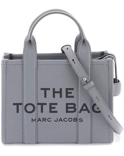 Marc Jacobs Womens The Leather Small Wolf Grey Tote Bag In Grey - Grigio