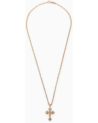 Emanuele Bicocchi Avelli Small Cross Necklace In 925 Gold Plated Silver - Metallic