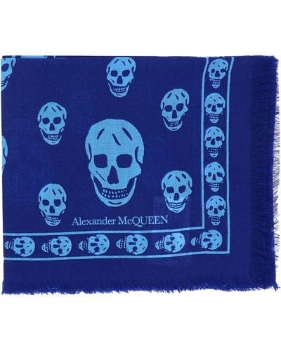 Alexander McQueen Écharpe du crâne - Bleu
