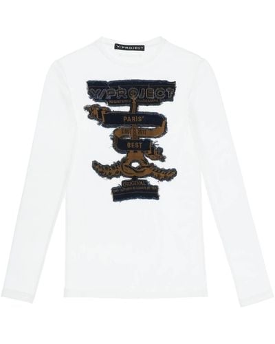 Y. Project Paris 'beste Langarm -Netz -Shirt - Weiß