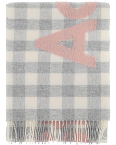 Acne Studios "Checked Scarf With Logo Pattern" - White