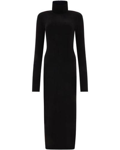 Norma Kamali Turtleneck Side Slit -jurk - Zwart