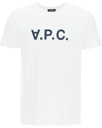 A.P.C. Beflocktes T-Shirt mit vpc-Logo - Weiß