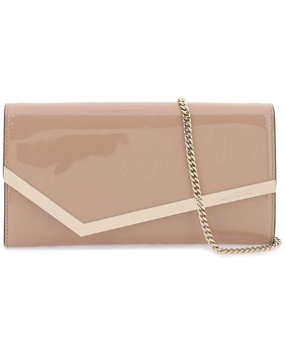 Jimmy Choo Patent Leather Emmie Clutch - Naturel