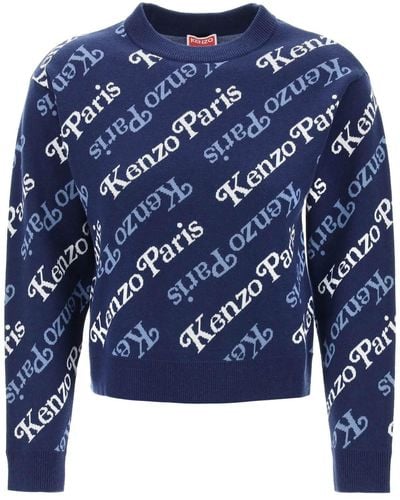 KENZO Suéter con patrón de logotipo - Azul