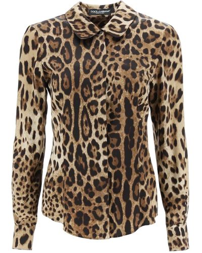 Dolce & Gabbana Leopard Print Silk Shirt - Zwart