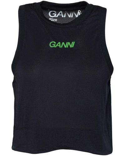 Ganni Top de mezcla de poliéster reciclado negro de 'Active'