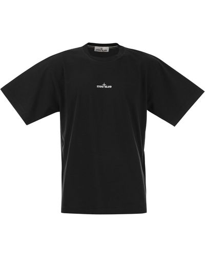 Stone Island T -shirt Met Afdrukken - Zwart