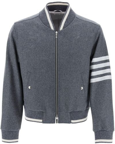 Thom Browne "4-bar Varsity Jacket In Wool Mel - Gray