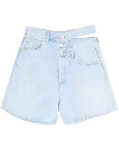 Agolde Ausgeschnittene Bundes -Jeans -Shorts ausgestattet - Blau