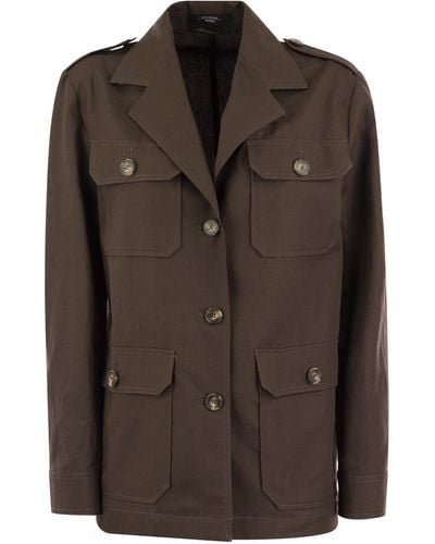 Weekend by Maxmara Bacca Cotton And Linen Safari Jacket - Brown