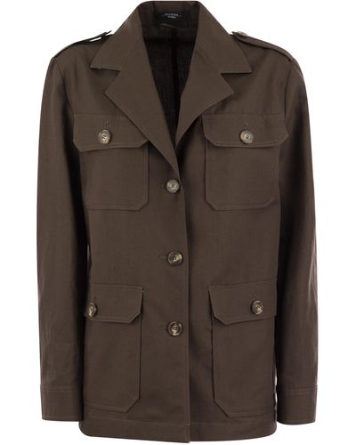 Weekend by Maxmara Bacca Baumwolle und Leinensafari Jacke - Braun