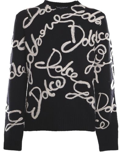 Dolce & Gabbana Logo-Pullover aus Wolle und Kaschmir - Schwarz