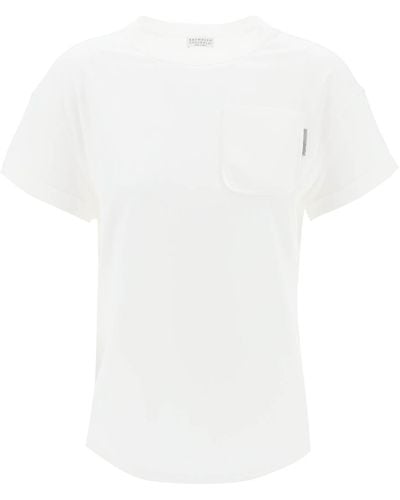 Brunello Cucinelli Kastenkuppeln Crewneck T -Shirt - Weiß