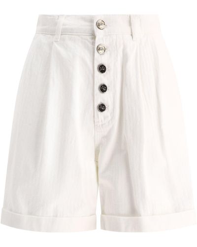 Etro Plisere Shorts mit Tasten - Weiß