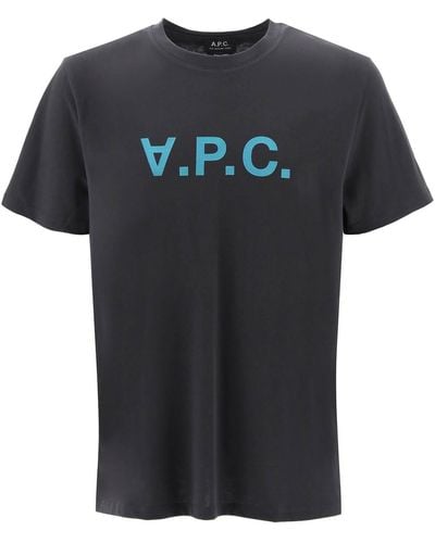 A.P.C. Flocked Vpc Logo T Shirt - Black