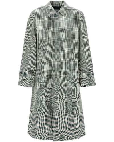 Burberry Houndstooth Car Coat With - Gray