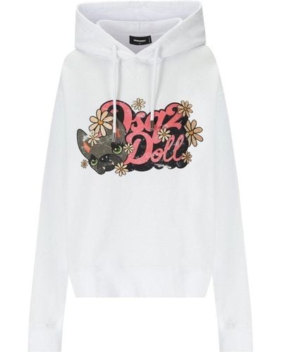 DSquared² Hilde Puppe Cool Fit White Hoodie - Weiß