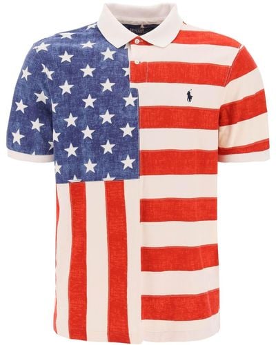 Polo Ralph Lauren Classic Fit Polo -hemd Mit Gedruckter Flagge - Rood