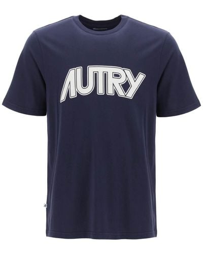 Autry T -Shirt mit Maxi -Logo Druck - Blau