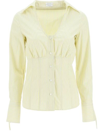 Saks Potts 'Clark' Camisa De Popelín Algodón Blanco - Amarillo