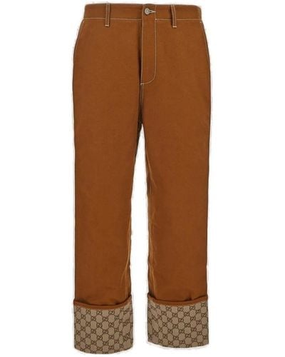 Gucci Pantalones de algodón GG - Marrón