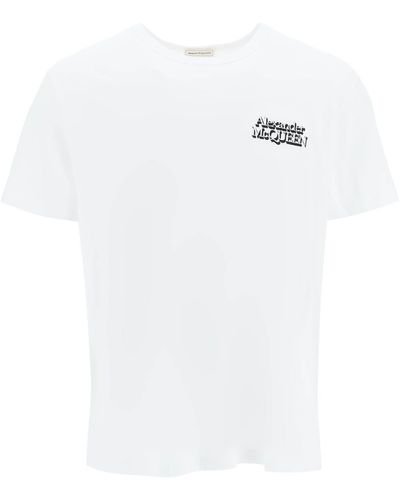 Alexander McQueen Logo besticktes T -Shirt - Weiß