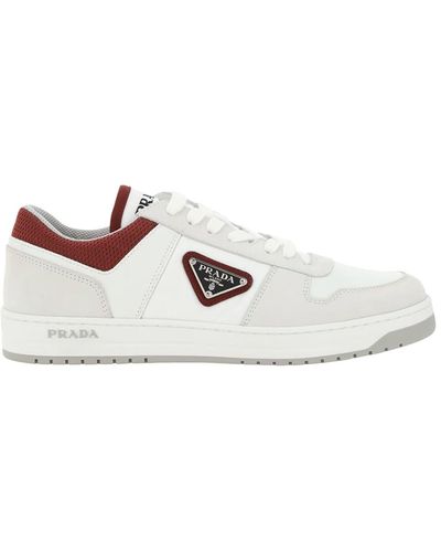 Prada Leder -Logo -Turnschuhe - Weiß