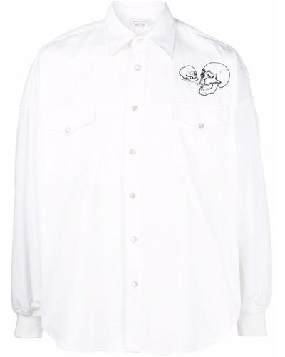 Alexander McQueen Camisa con bordado de calavera de - Blanco
