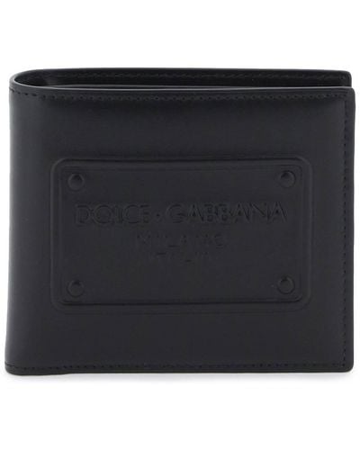 Dolce & Gabbana Leather Bi Folt Portefeuille - Noir