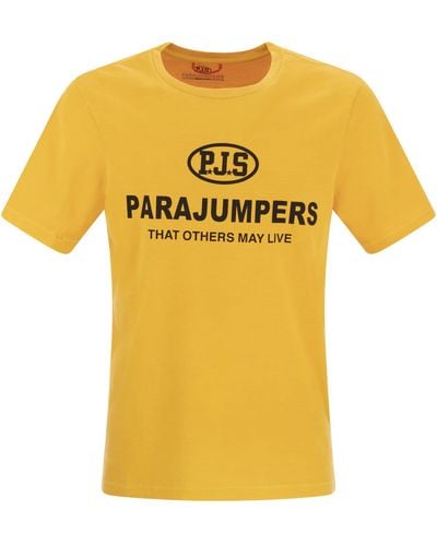 Parajumpers Toml T -shirt Met Letters Front Letters - Geel