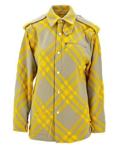 Burberry Wolle Checked Jacke - Gelb