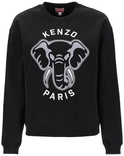 KENZO 'varsity Jungle' Olifant Geborduurd Sweatshirt - Zwart