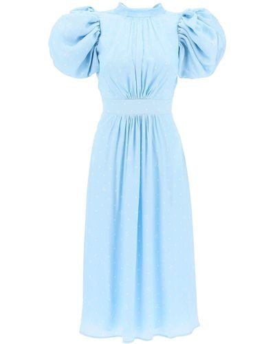 ROTATE BIRGER CHRISTENSEN Polka Dot Midi Dress With Balloon Sleeves - Blue