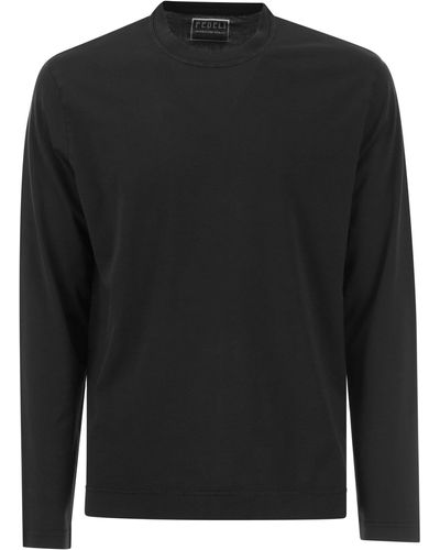 Fedeli Lange Mouwen Crew Neck T -shirt - Zwart