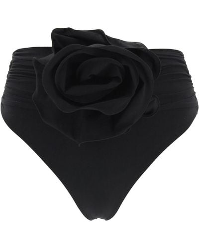 Magda Butrym Slip de bikini taille haute avec clip fleur - Noir