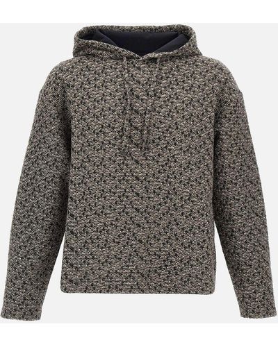 Emporio Armani Strukturiertes Baumwoll-Sweatshirt Mit Kapuze - Grau