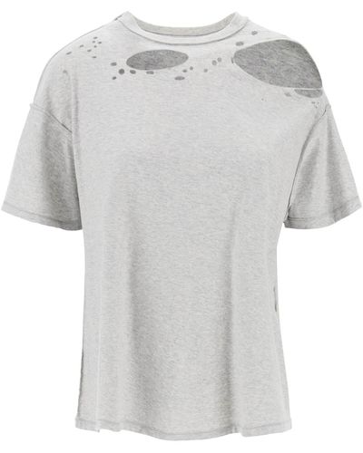 Interior Dy Destroyed Effect T Shirt - Gray